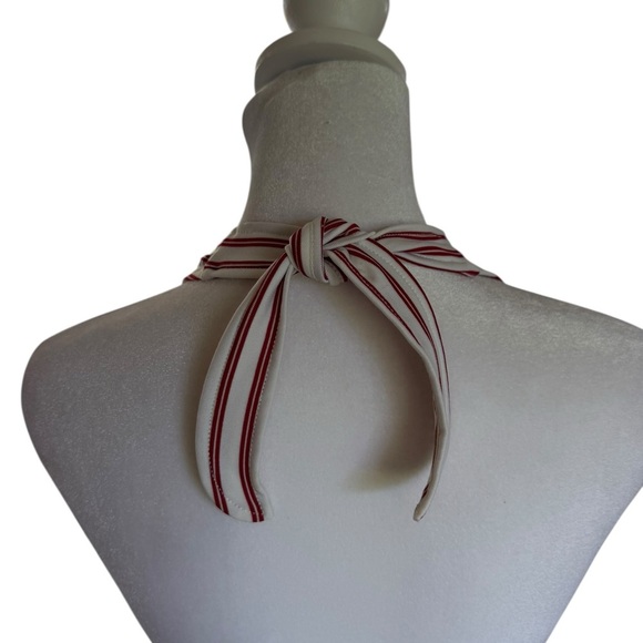 Anne Cole Locker Women’s Striped burgundy & white Halter Bikini Top Size Large - Picture 8 of 9